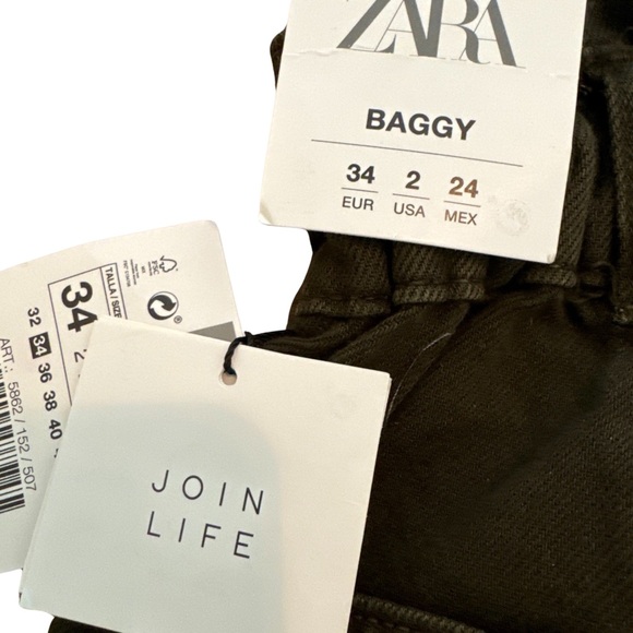 ZARA HIGH RISE - BAGGY PAPERBAG - TAPERED LEG - ANKLE-GRAZER - RIGID - Picture 7 of 11